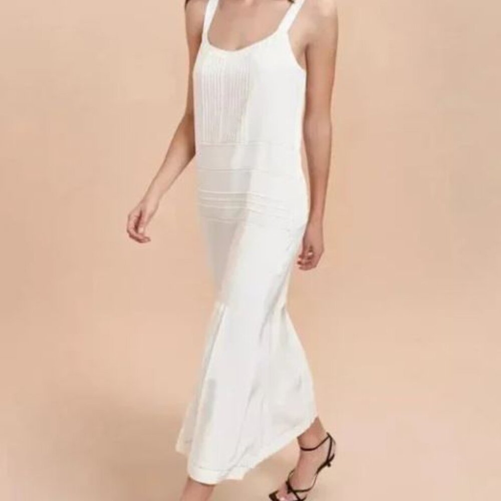 NWT La Linge Cecily Ivory Midi Slip Dress Sleeveless S $495